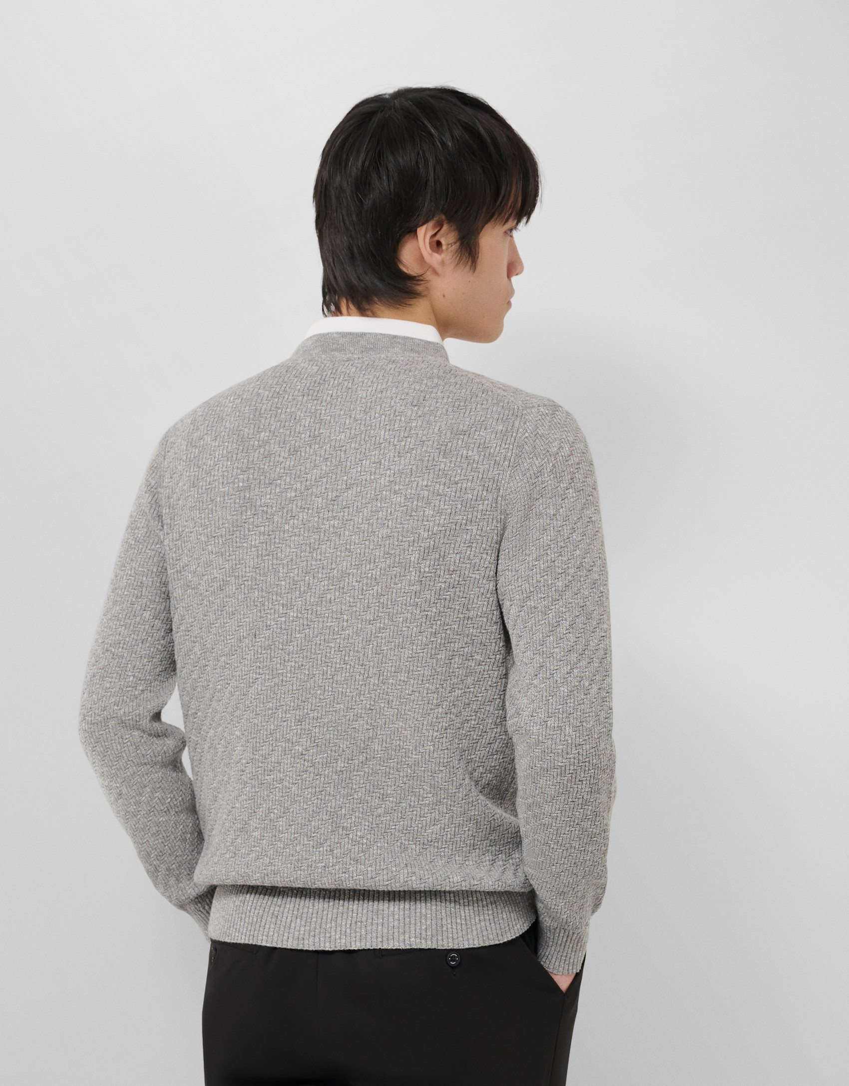 Jersey estructura algodón/lino gris melange | Roberto Verino
