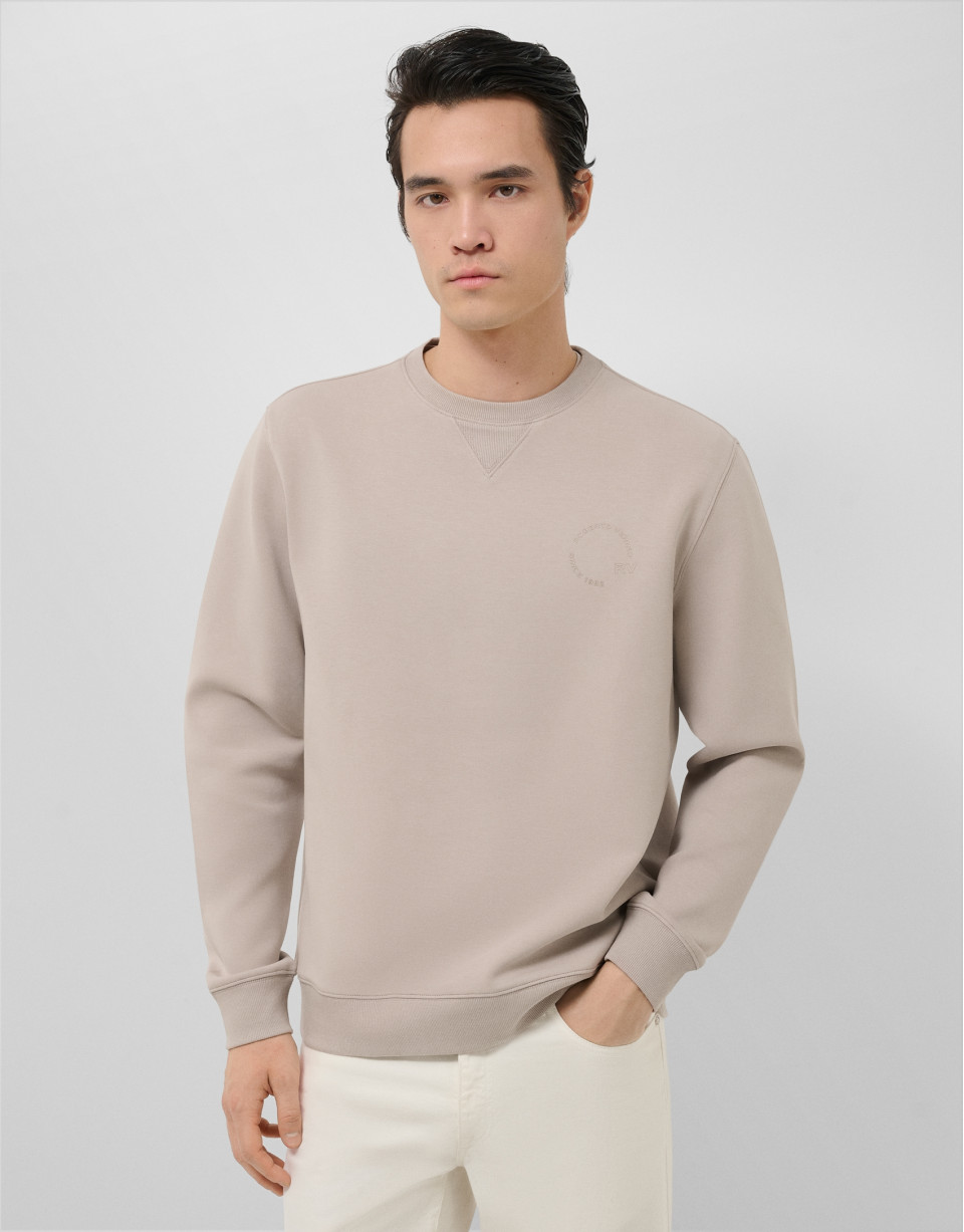 Mink sweatshirt with matching logo on chest | Roberto Verino