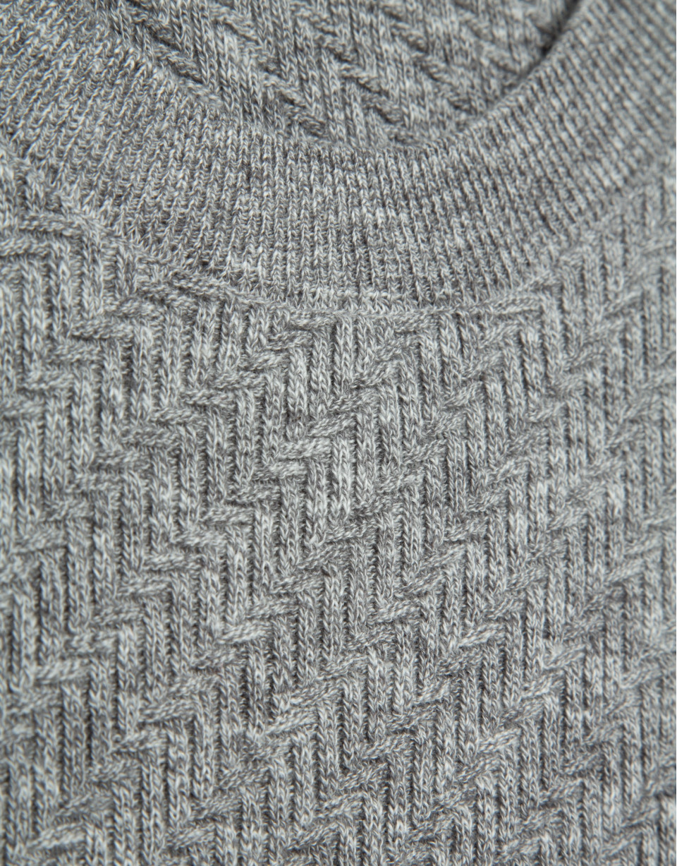 Grey melange cotton/linen structured jumper | Roberto Verino