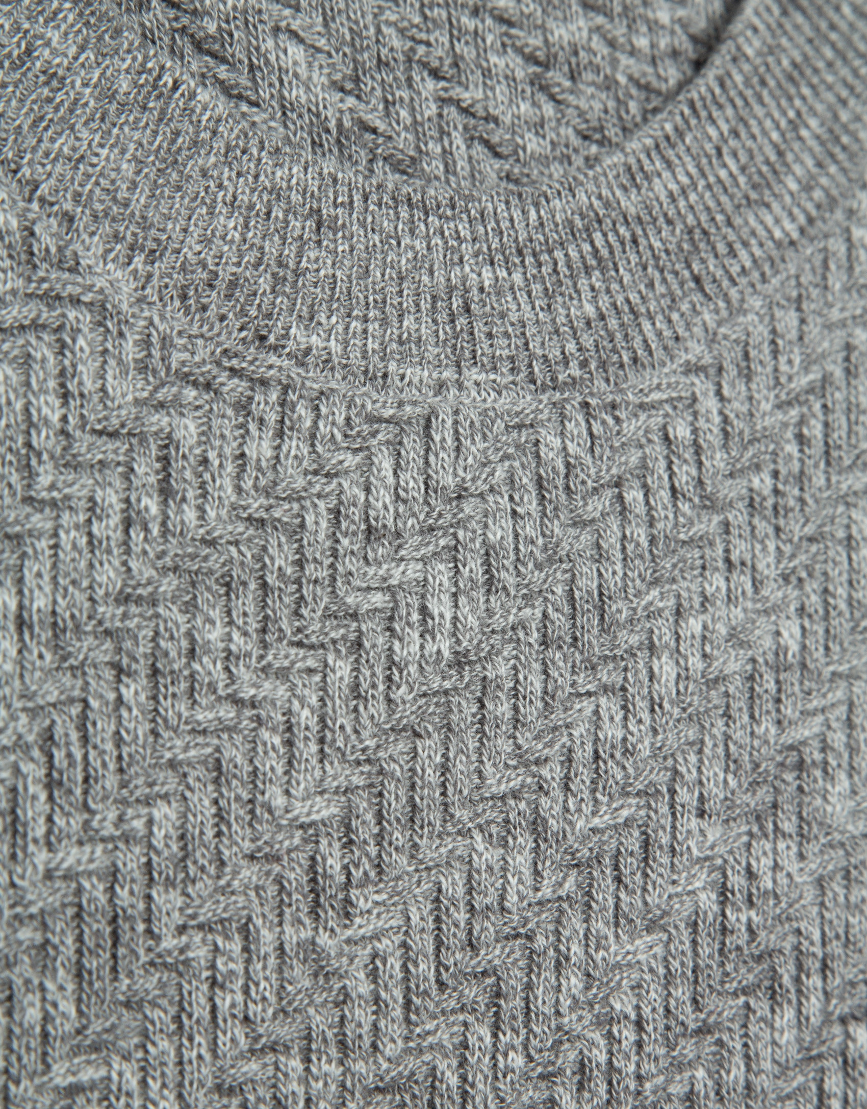 Grey melange cotton/linen structured jumper | Roberto Verino
