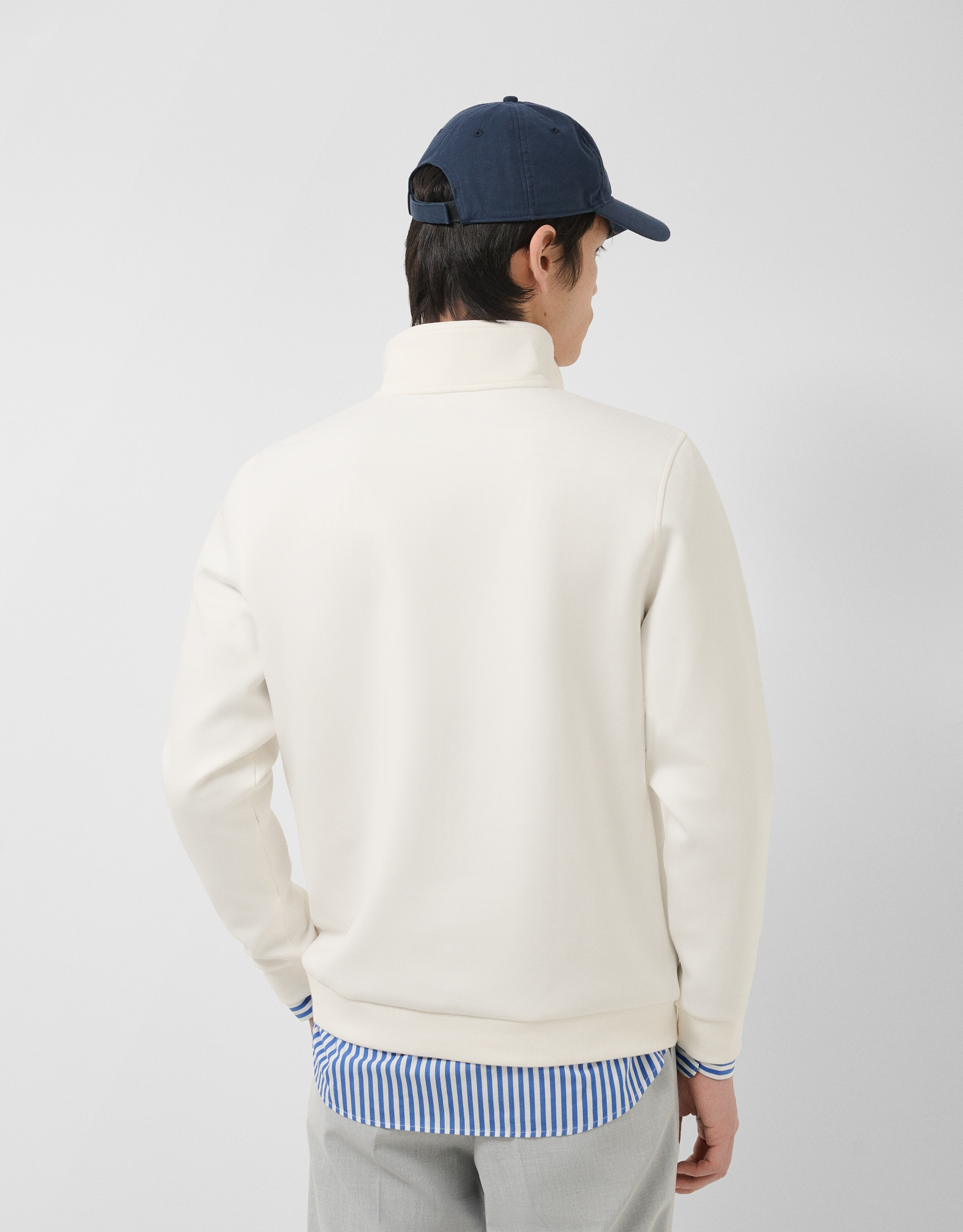 Off-white half-zip sweatshirt with chest logo | Roberto Verino