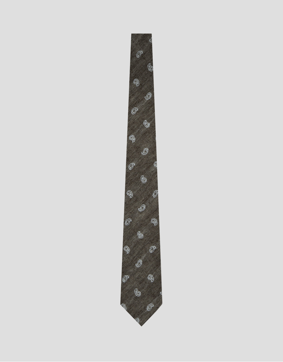 Corbata de seda/lino espiga con jacquard ... | Roberto Verino