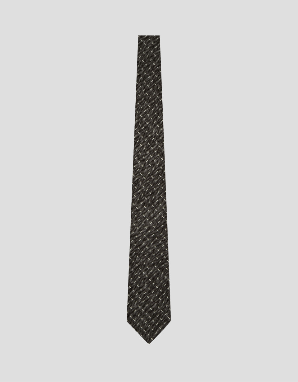 Corbata de seda/lino espiga con jacquard ... | Roberto Verino