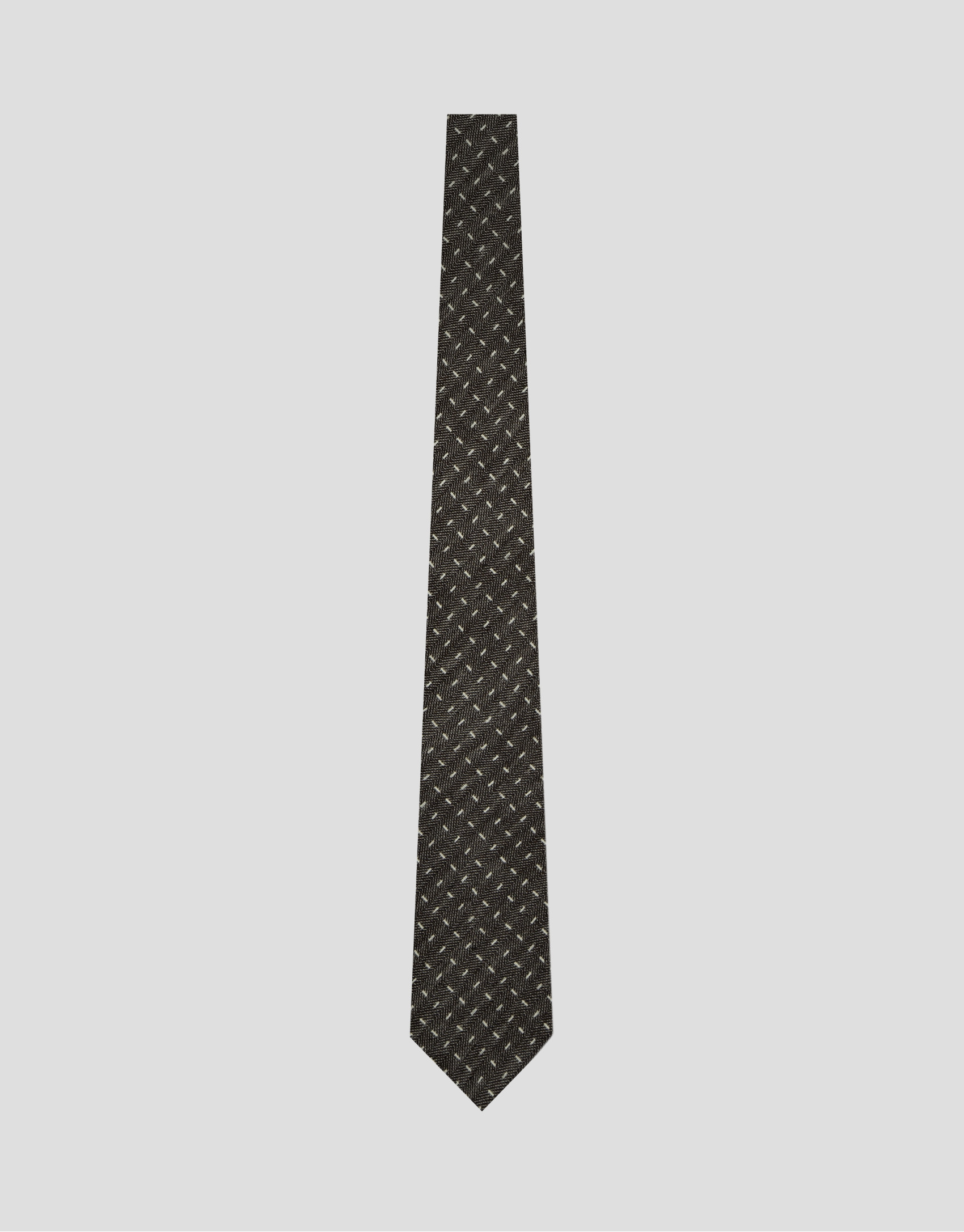 Herringbone silk/linen tie with geometric ... | Roberto Verino