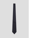 Navy blue and red geometric jacquard silk tie | Roberto Verino