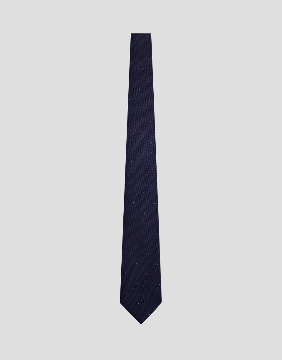 Blue silk tie with light blue and red jacquard | Roberto Verino