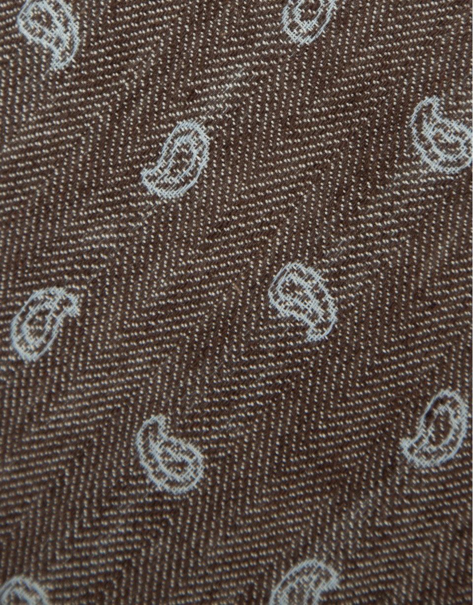 Herringbone silk/linen tie with brown ... | Roberto Verino