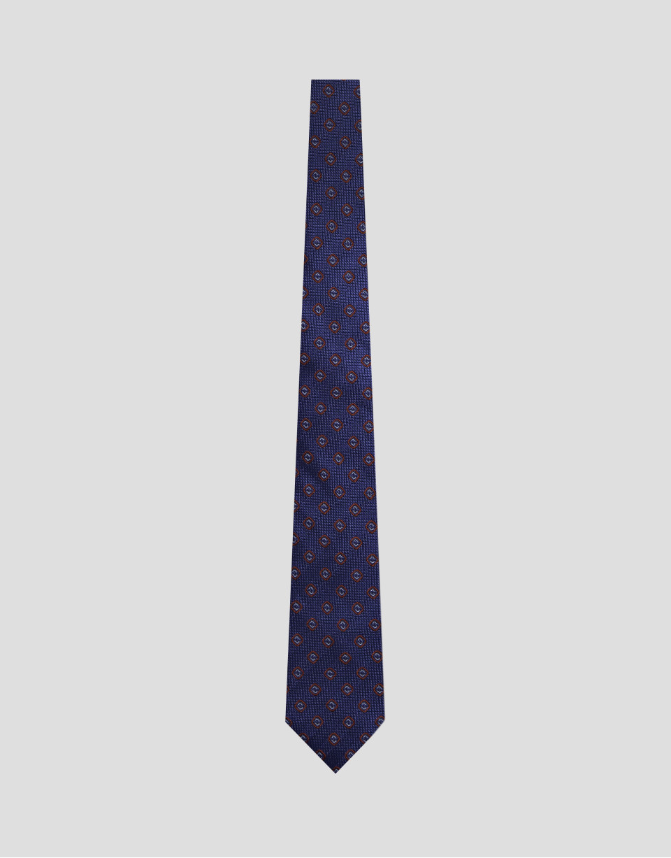 Corbata seda azul con jacquard geométrico ... | Roberto Verino