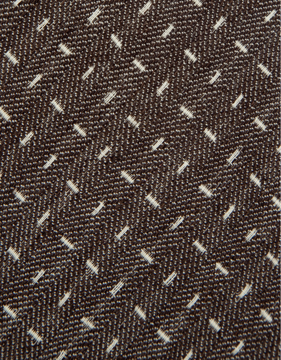 Herringbone silk/linen tie with geometric ... | Roberto Verino
