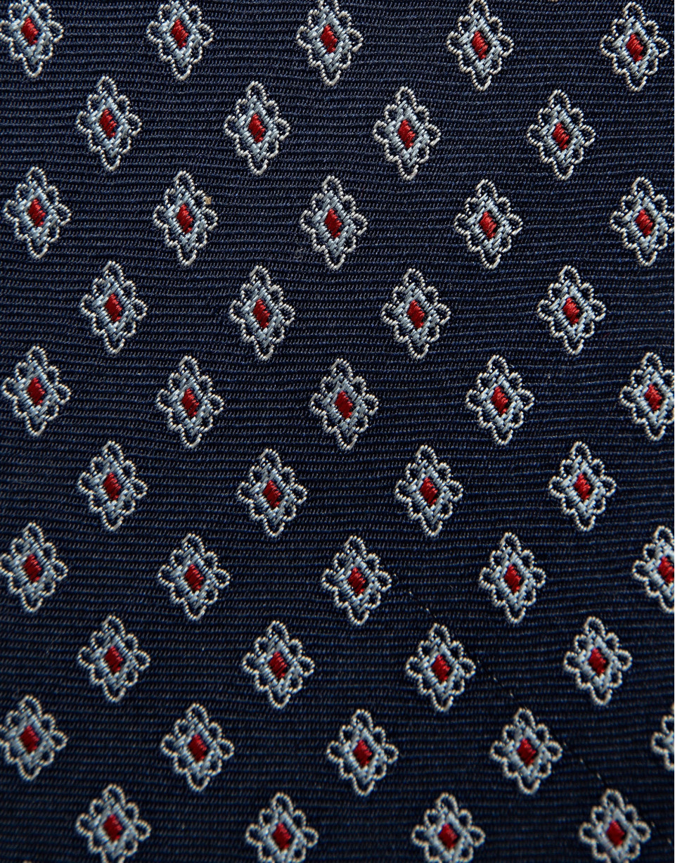Corbata seda jacquard geométrico marino/rojo | Roberto Verino