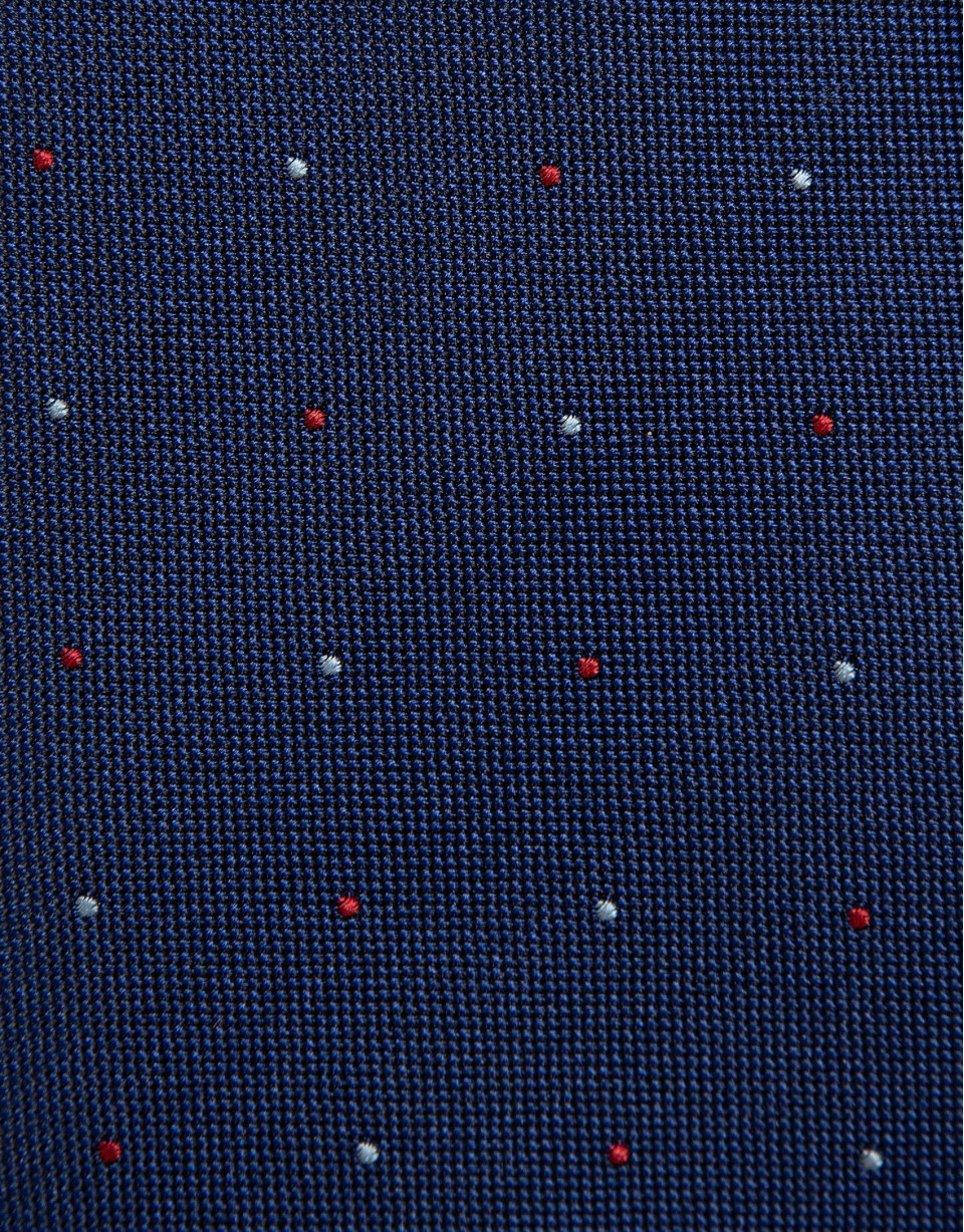 Blue silk tie with light blue and red jacquard | Roberto Verino