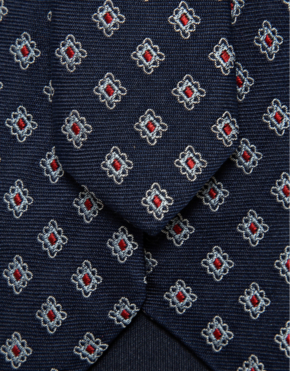 Corbata seda jacquard geométrico marino/rojo | Roberto Verino