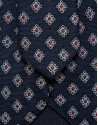 Navy blue and red geometric jacquard silk tie | Roberto Verino