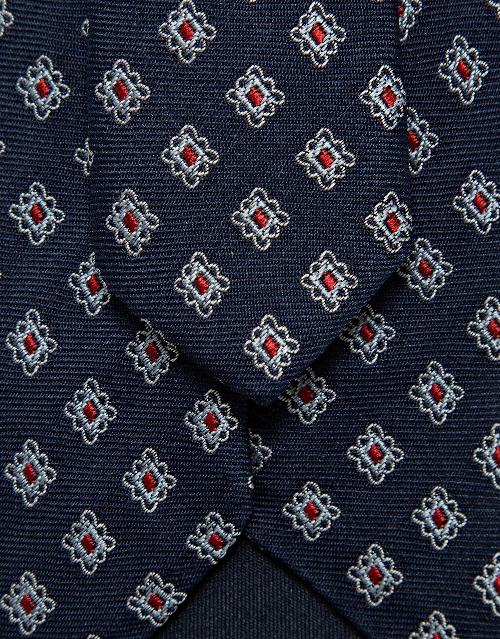 Corbata seda jacquard geométrico marino/rojo | Roberto Verino