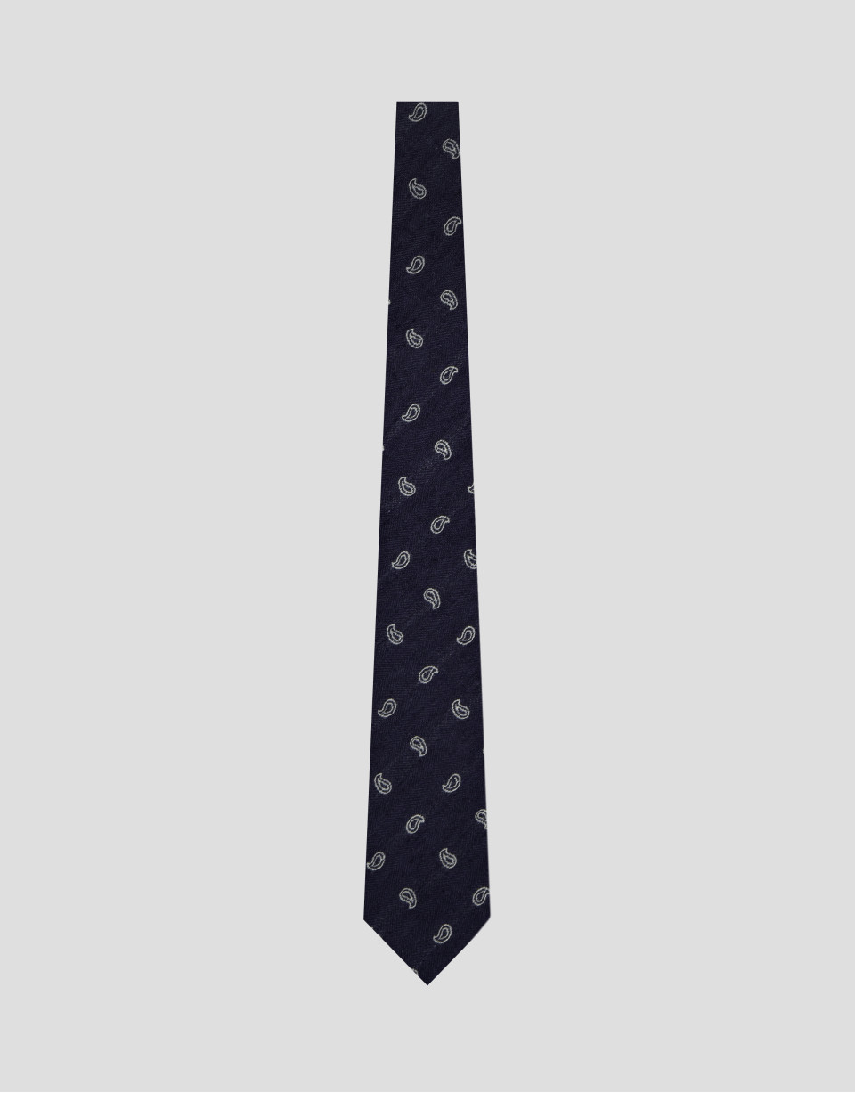 Corbata de seda/lino espiga con jacquard ... | Roberto Verino