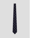 Herringbone silk/linen tie with blue paisley ... | Roberto Verino