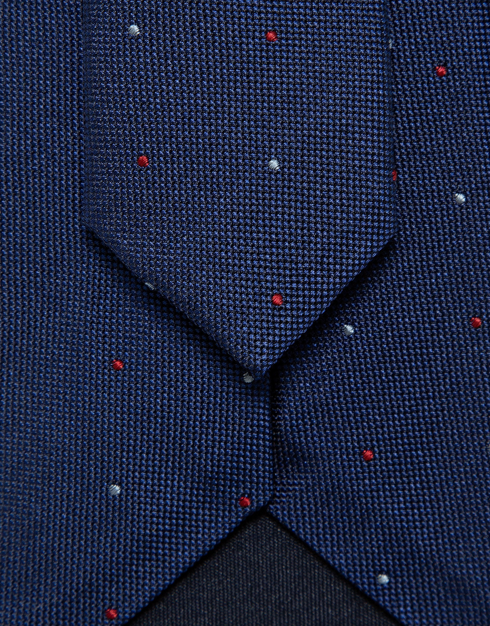 Blue silk tie with light blue and red jacquard | Roberto Verino