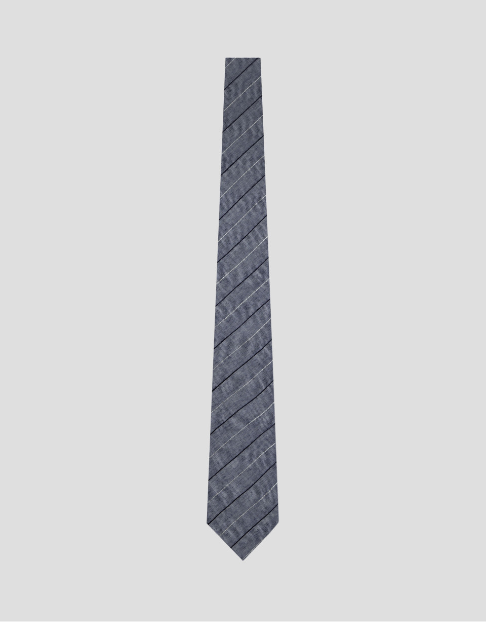Corbata de seda/lino rayas tonos azules | Roberto Verino