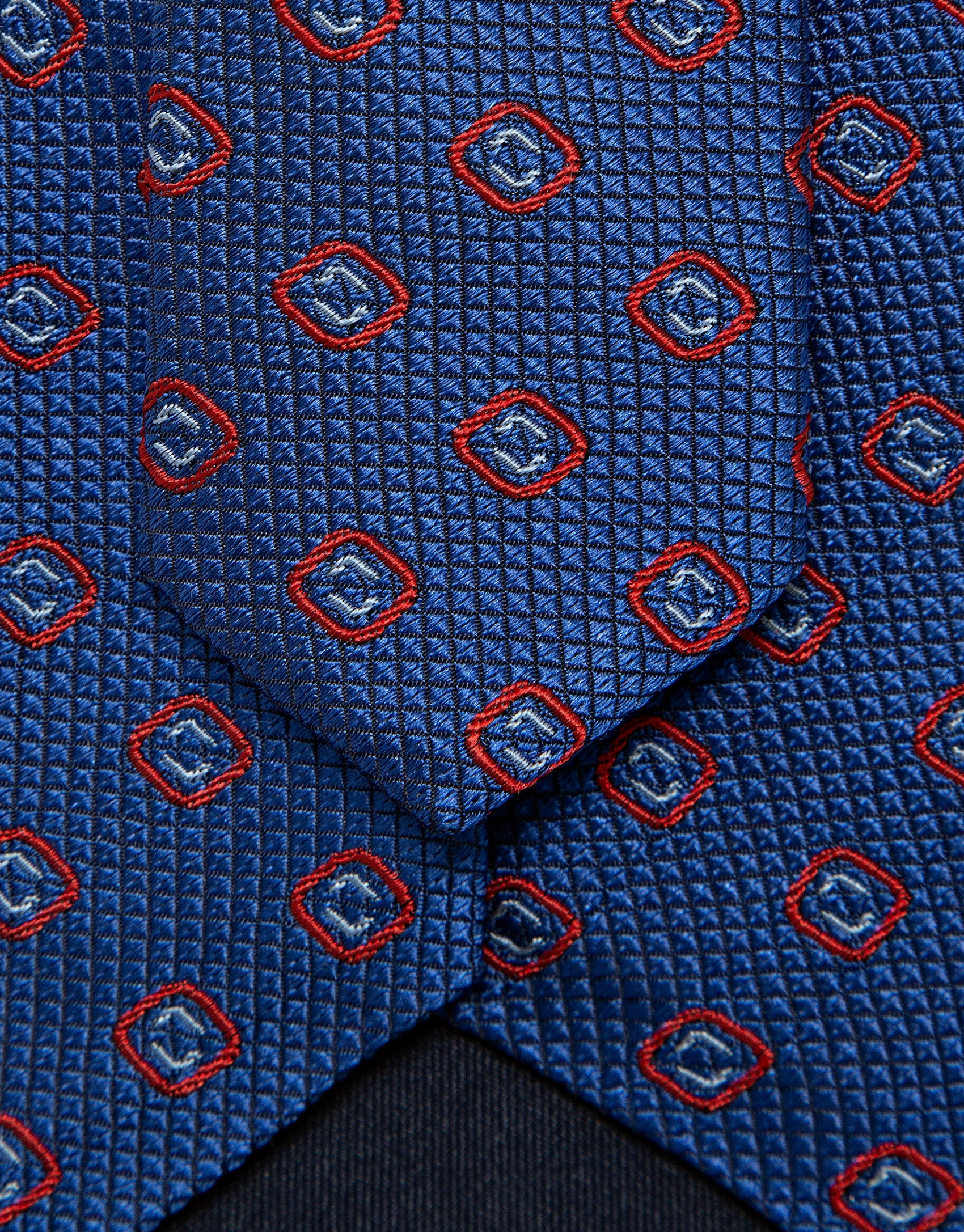 Corbata seda azul con jacquard geométrico ... | Roberto Verino