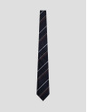 Navy silk tie with white and red stripes - Man | Roberto Verino
