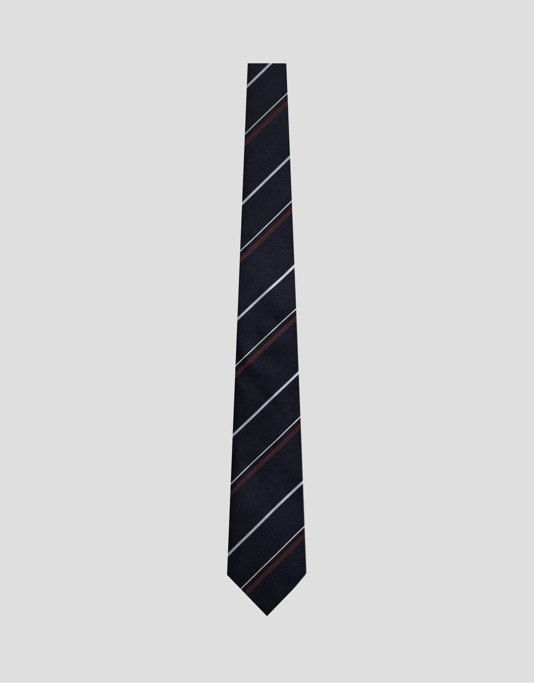 Navy silk tie with white and red stripes - Man | Roberto Verino