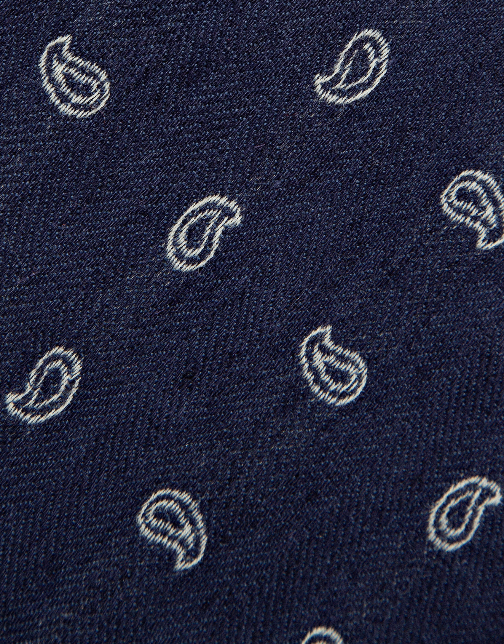 Herringbone silk/linen tie with blue paisley ... | Roberto Verino