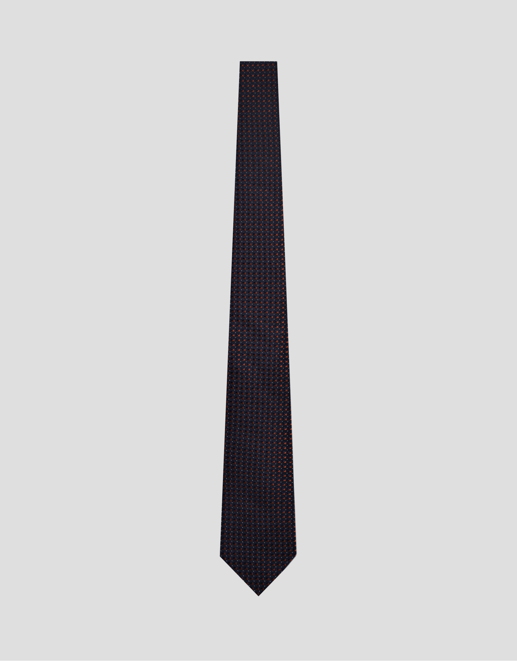 Corbata seda marino con jacquard geométrico rojo | Roberto Verino