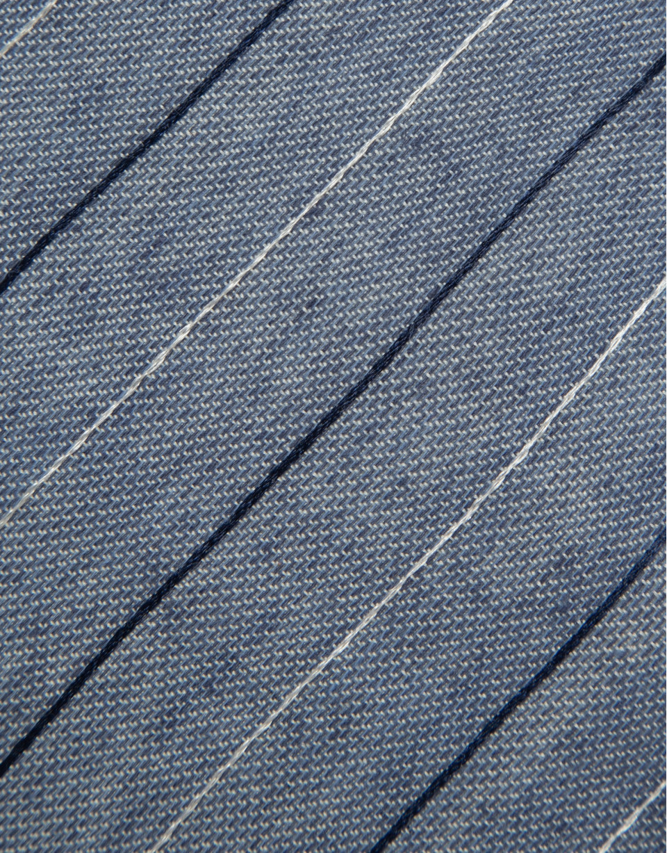 Silk/linen tie with blue stripes - Man - SS2026 | Roberto Verino