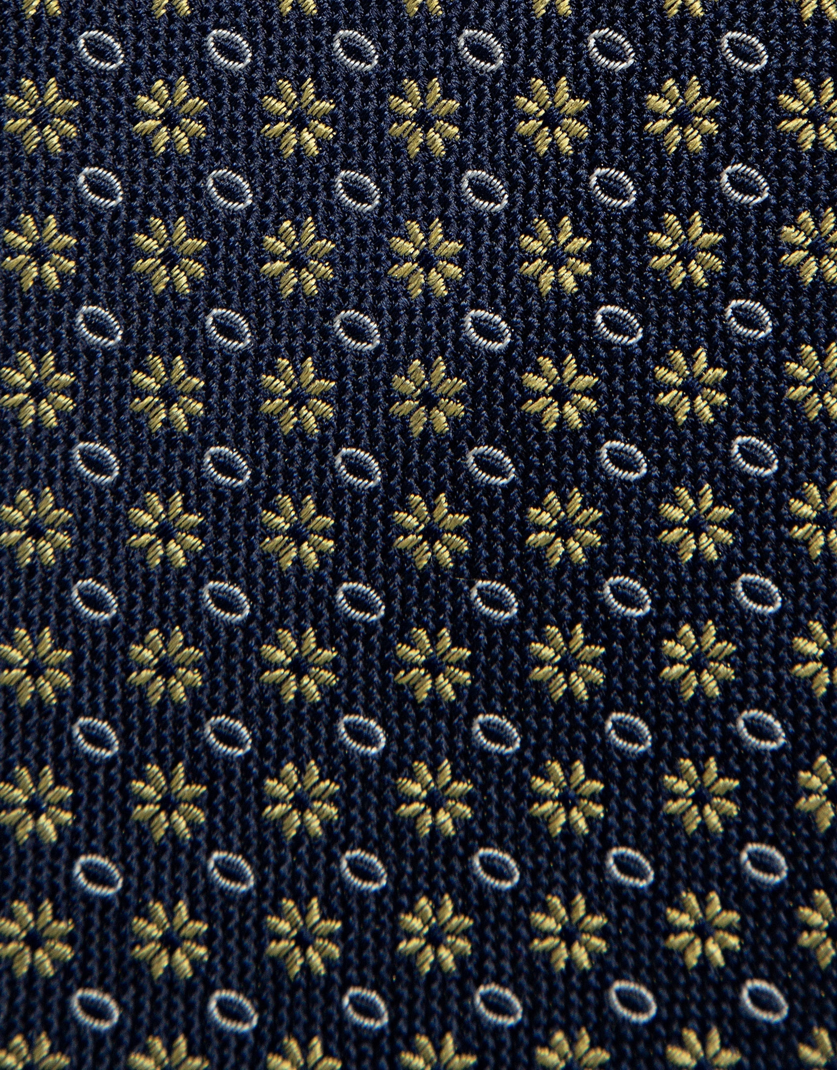 Navy silk tie with yellow floral jacquard - Man | Roberto Verino