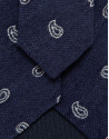 Herringbone silk/linen tie with blue paisley ... | Roberto Verino