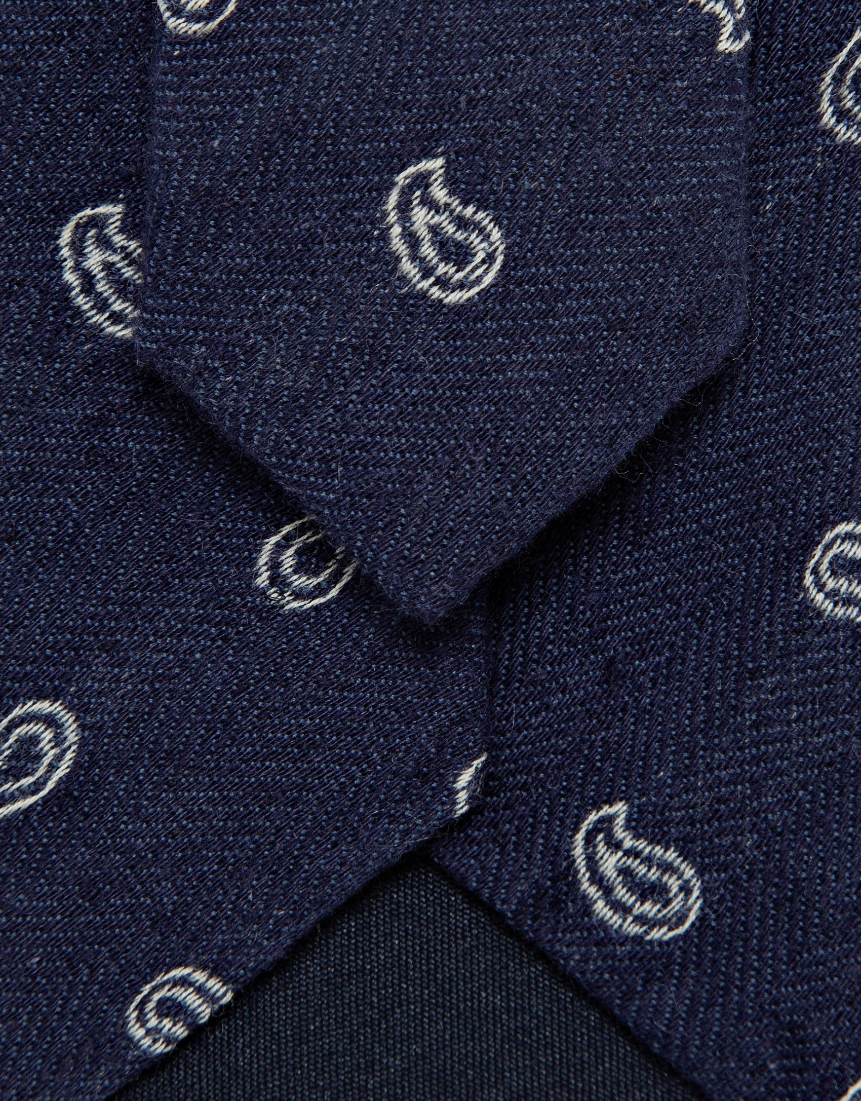 Herringbone silk/linen tie with blue paisley ... | Roberto Verino