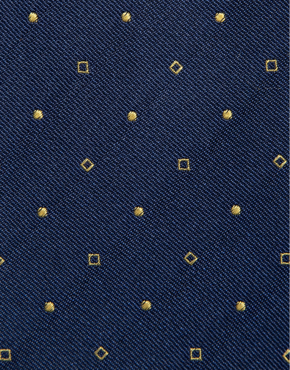 Blue silk tie with yellow geometric jacquard | Roberto Verino
