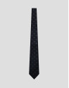 Navy silk tie with geometric jacquard green ... | Roberto Verino