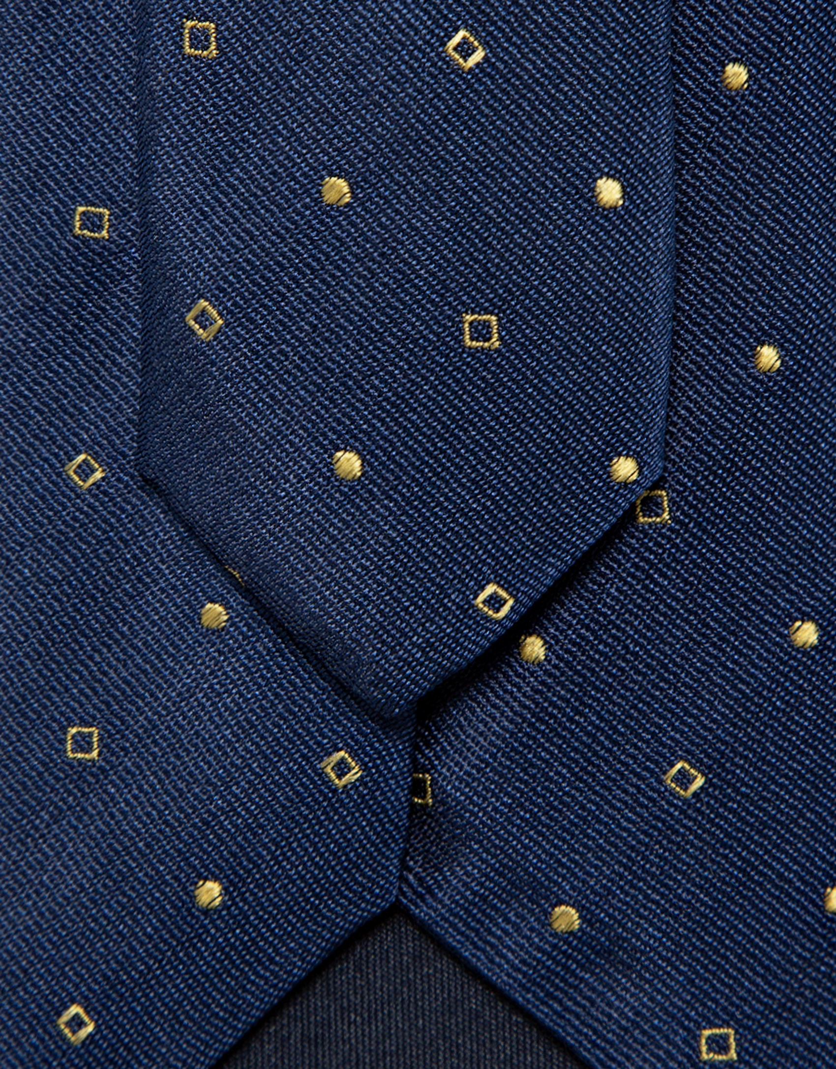 Blue silk tie with yellow geometric jacquard | Roberto Verino