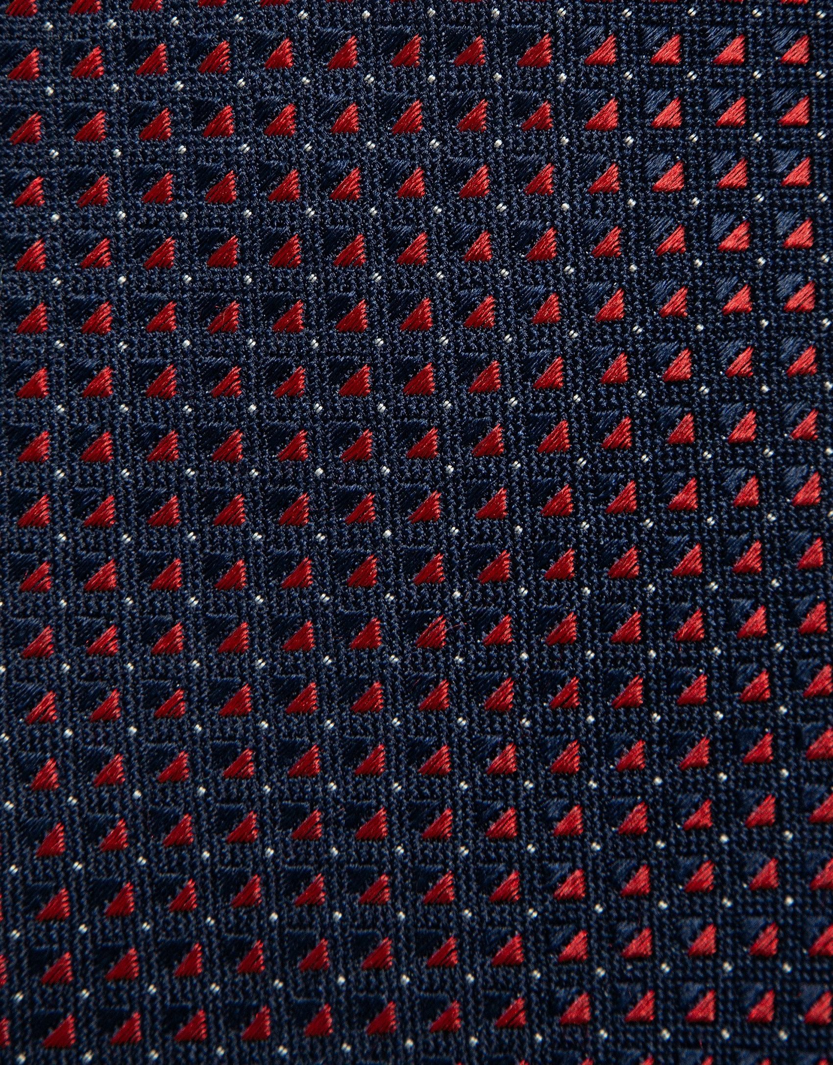 Corbata seda marino con jacquard geométrico rojo | Roberto Verino