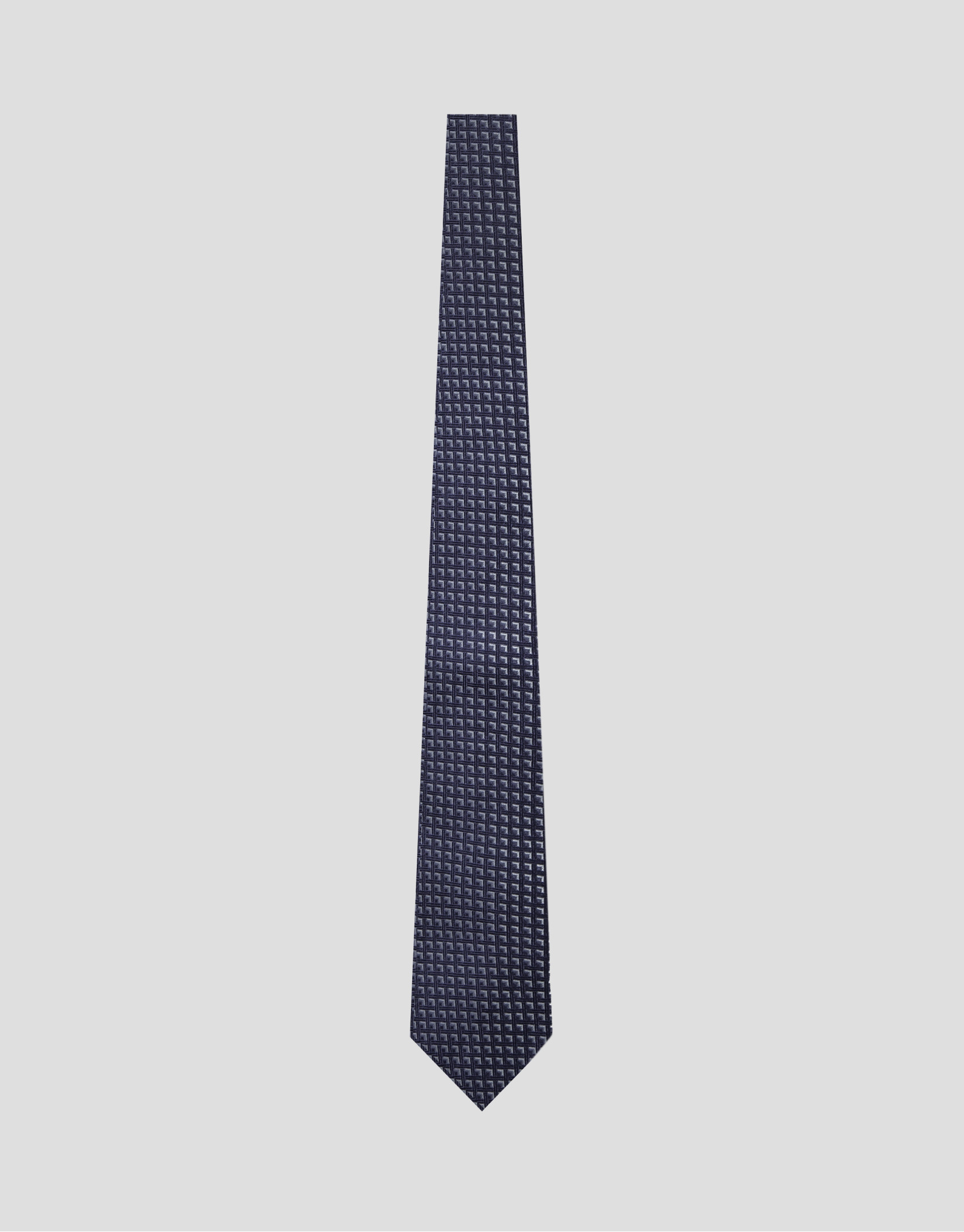 Blue geometric jacquard silk tie - Man - SS2026 | Roberto Verino