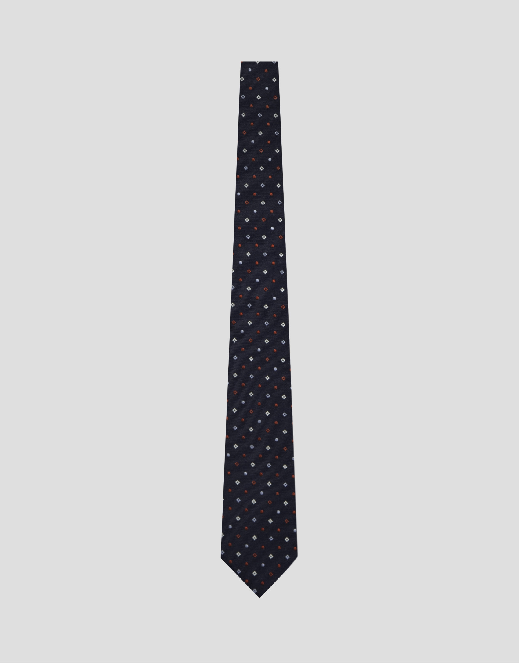 Navy silk tie with red/white geometric ... | Roberto Verino