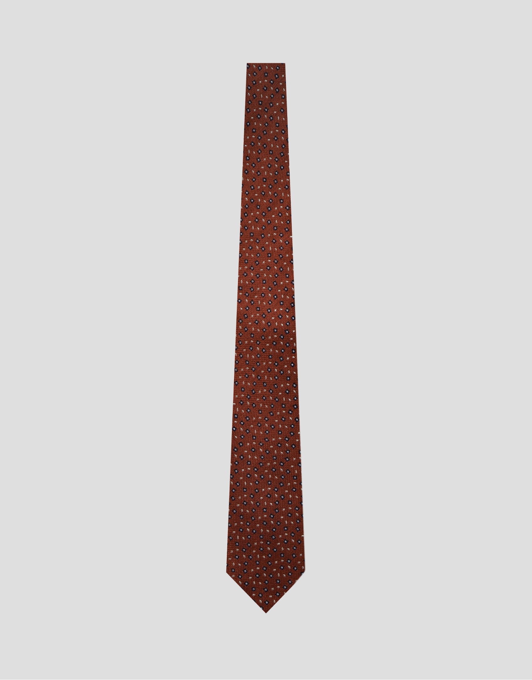 Red silk tie with navy/white geometric ... | Roberto Verino