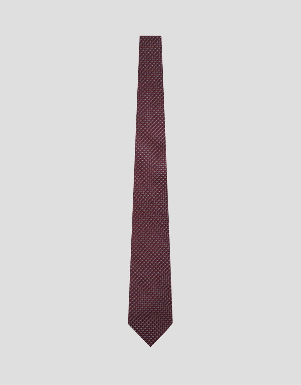 Silk tie with geometric rose jacquard pattern | Roberto Verino