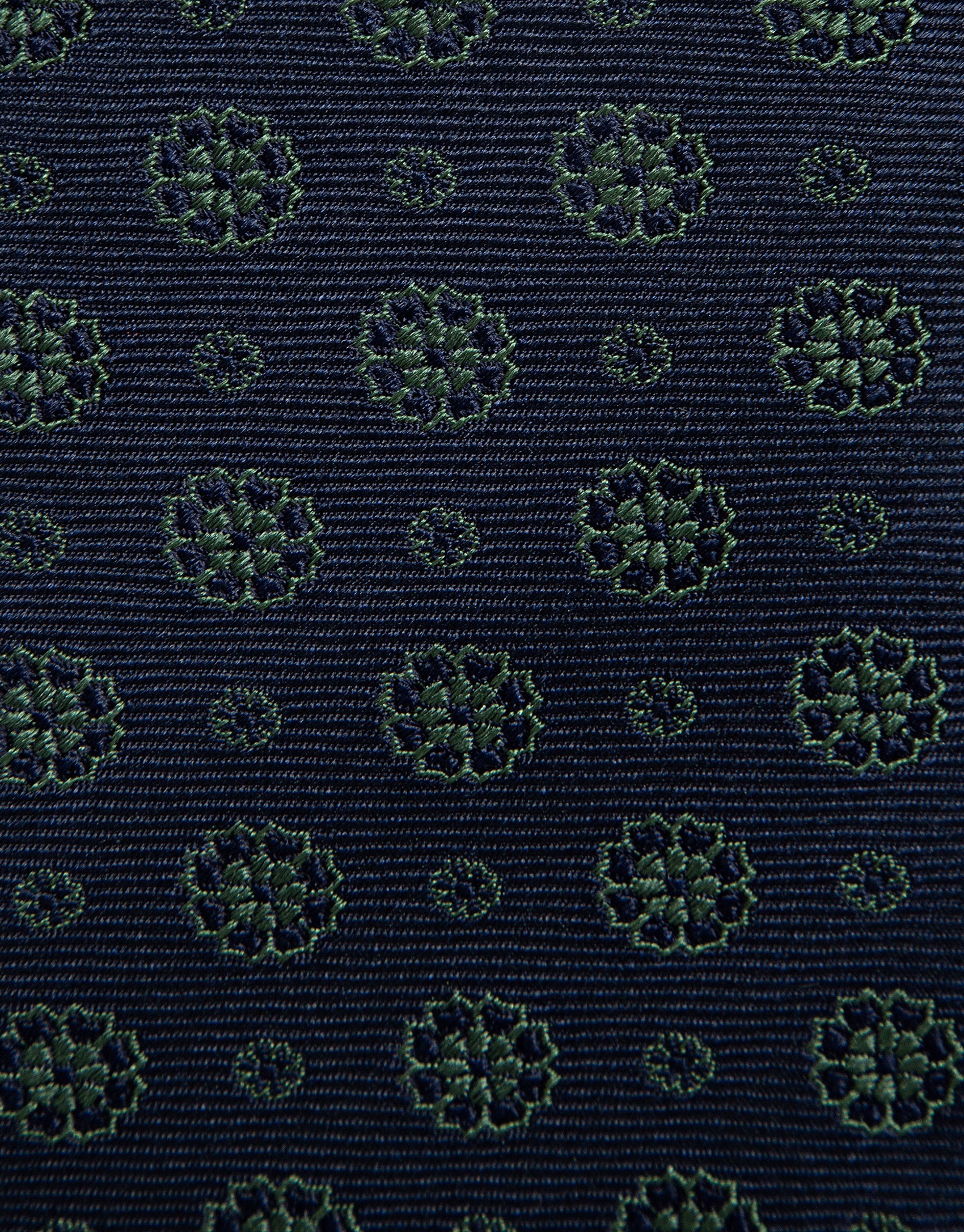 Navy silk tie with geometric jacquard green ... | Roberto Verino