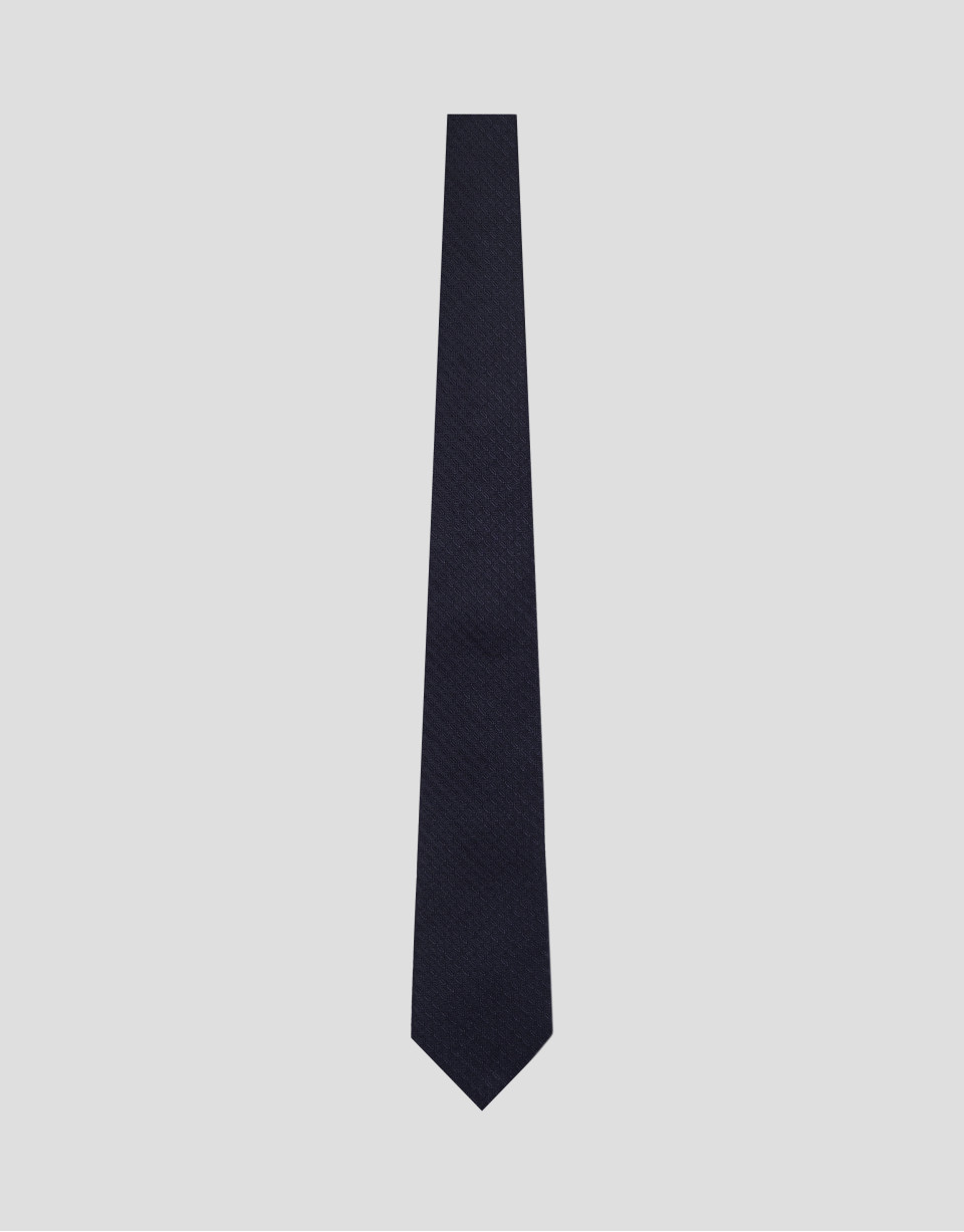 Navy silk jacquard tie - Man - SS2026 | Roberto Verino