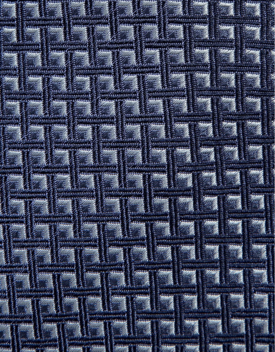 Blue geometric jacquard silk tie - Man - SS2026 | Roberto Verino