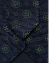 Navy silk tie with geometric jacquard green ... | Roberto Verino