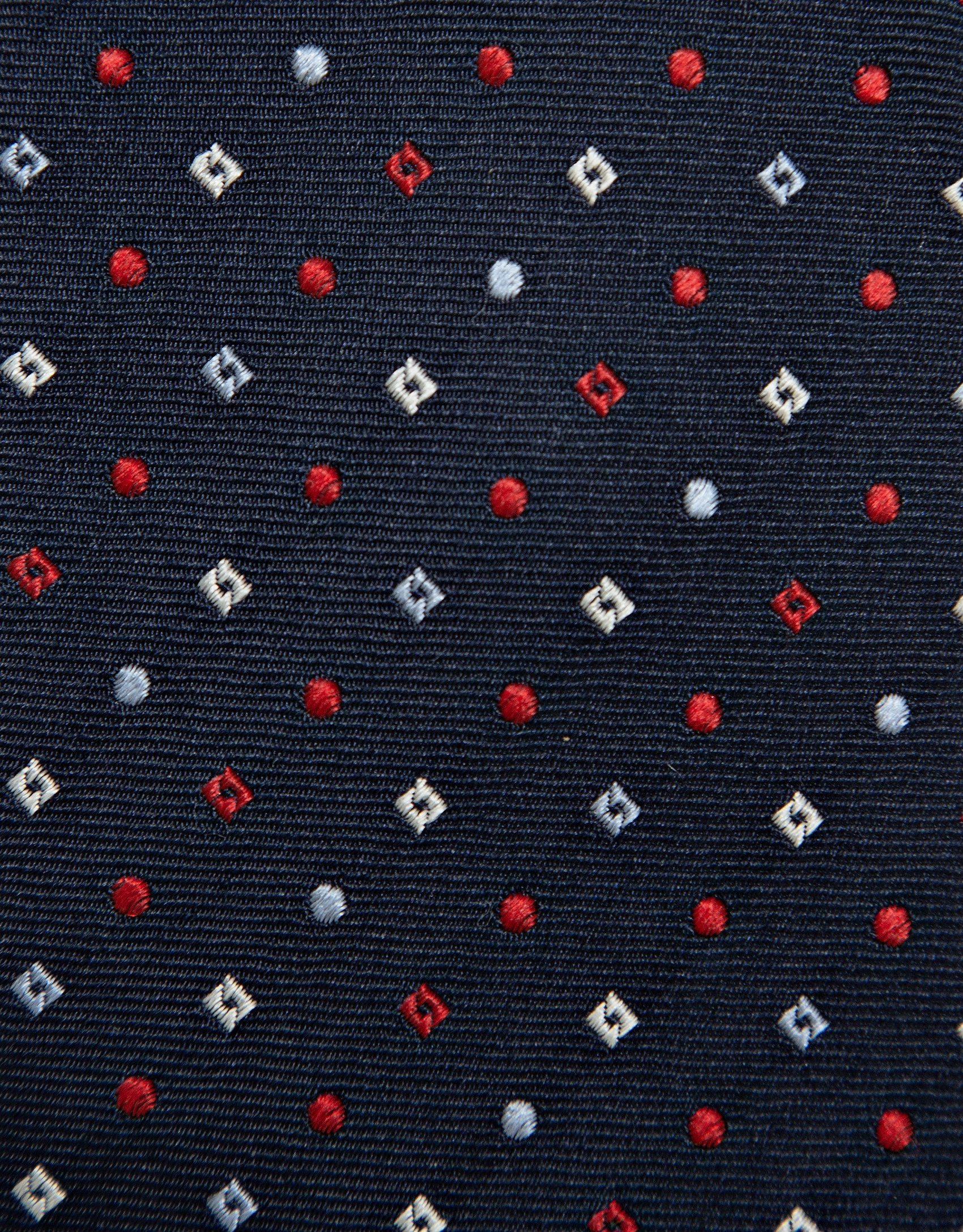 Navy silk tie with red/white geometric ... | Roberto Verino