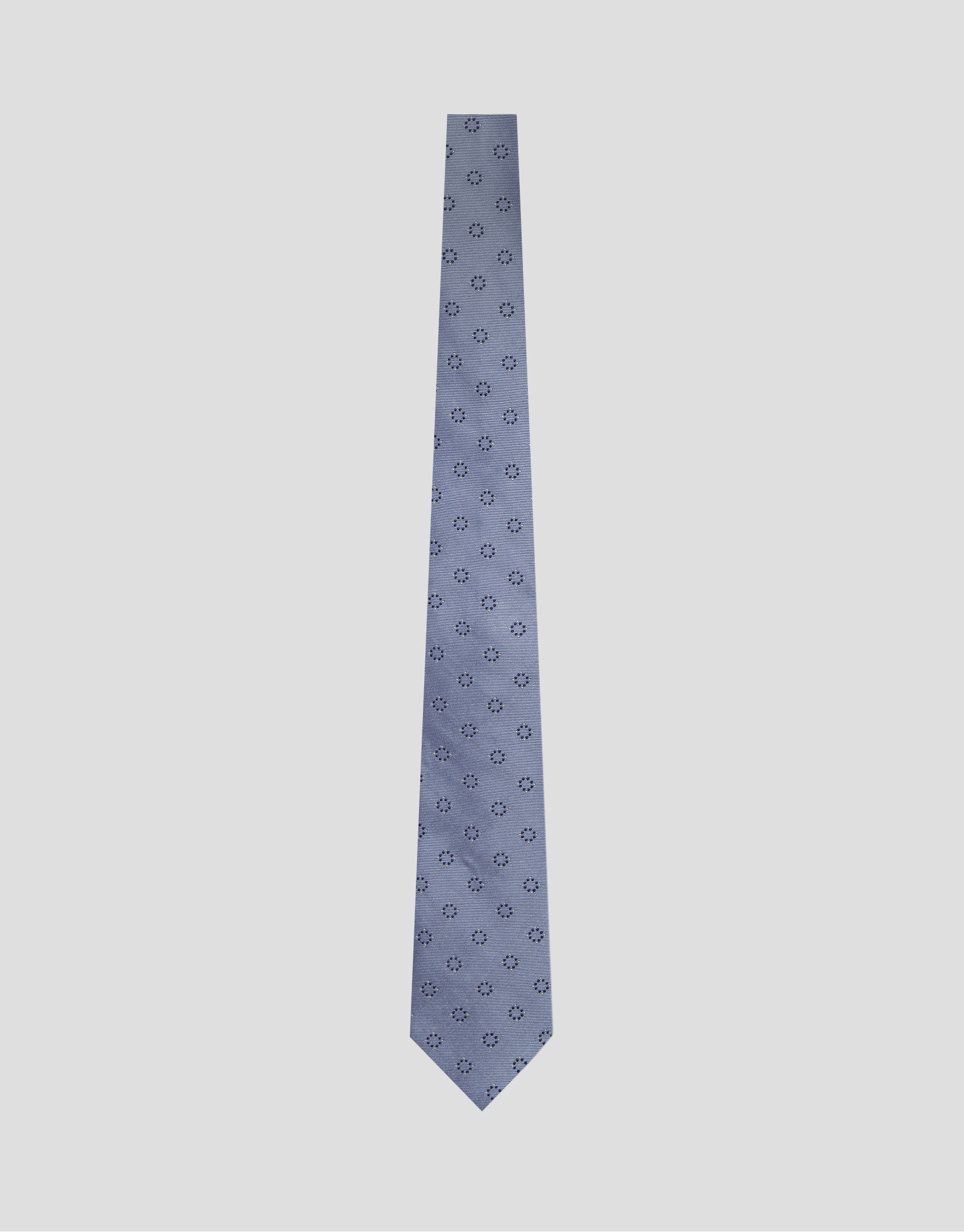 Light blue silk tie with navy geometric ... | Roberto Verino