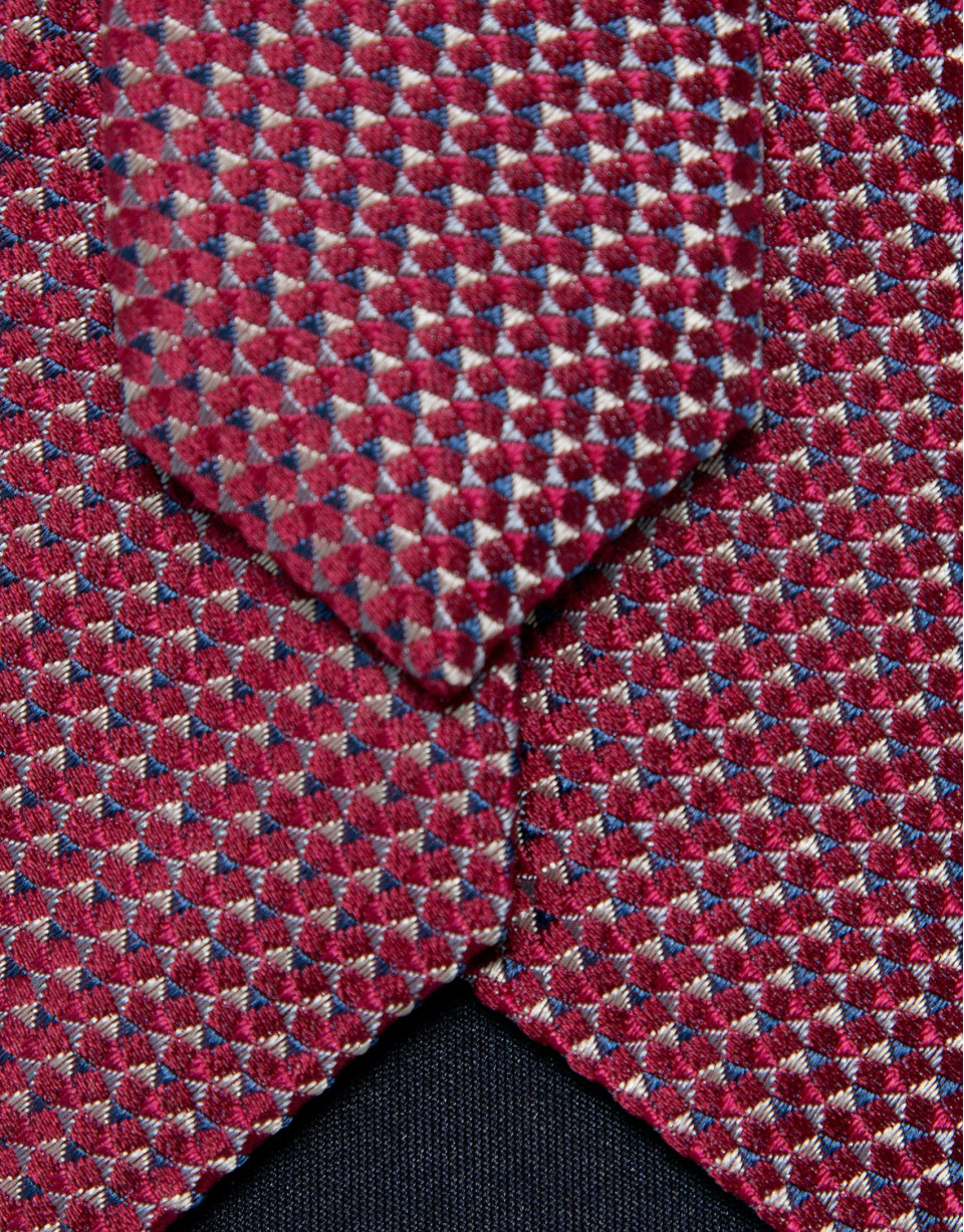 Silk tie with geometric rose jacquard pattern | Roberto Verino
