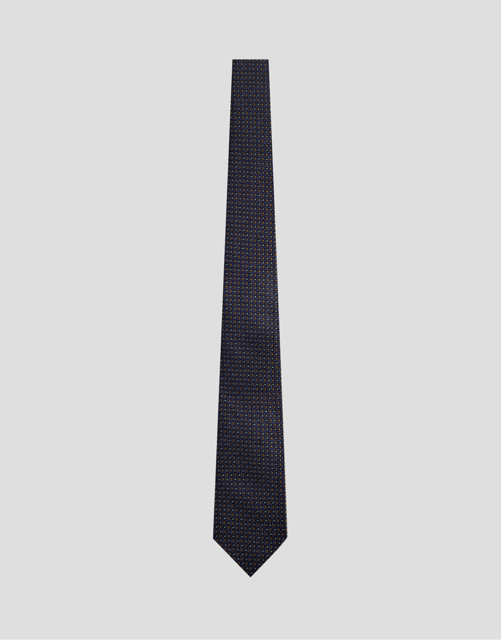 Navy blue/orange geometric jacquard silk tie | Roberto Verino
