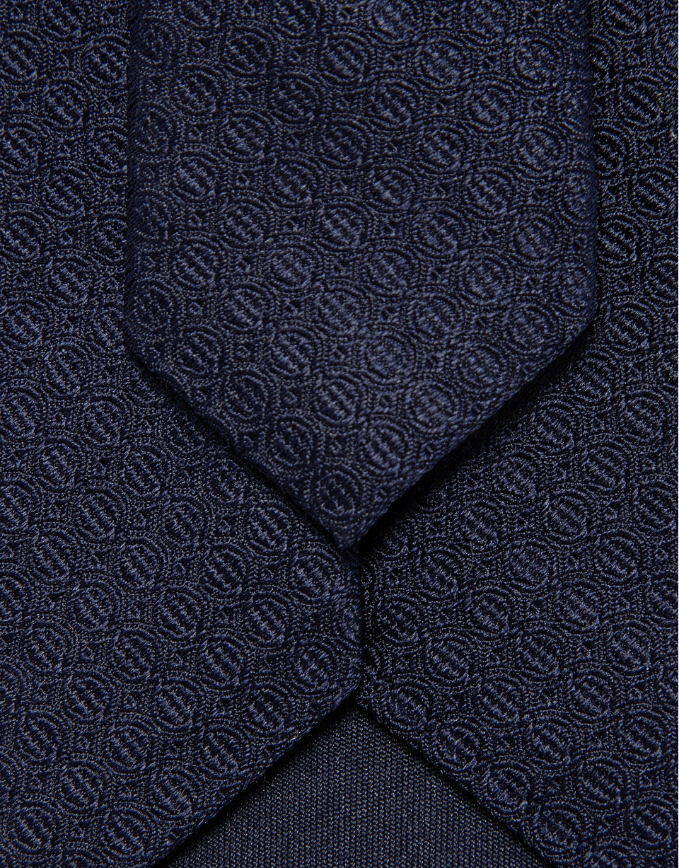 Navy silk jacquard tie - Man - SS2026 | Roberto Verino