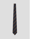 Navy silk tie with orange/white stripes - Man | Roberto Verino