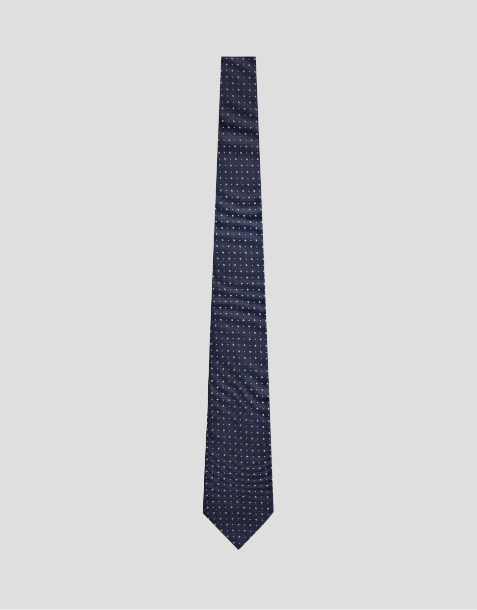Navy silk tie with white jacquard pattern - Man | Roberto Verino